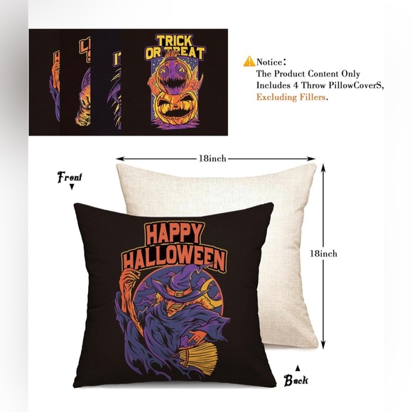 Halloween pillow cases 4 pieces - Picture 6 of 7